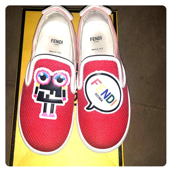 Girls Logo Detailed Fendi Slip On Shoes